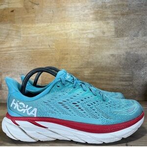 Hoka One One Clifton 8 REFLECTIVE Womens Sz 8.5 (B) Running Shoes Sneakers Blue